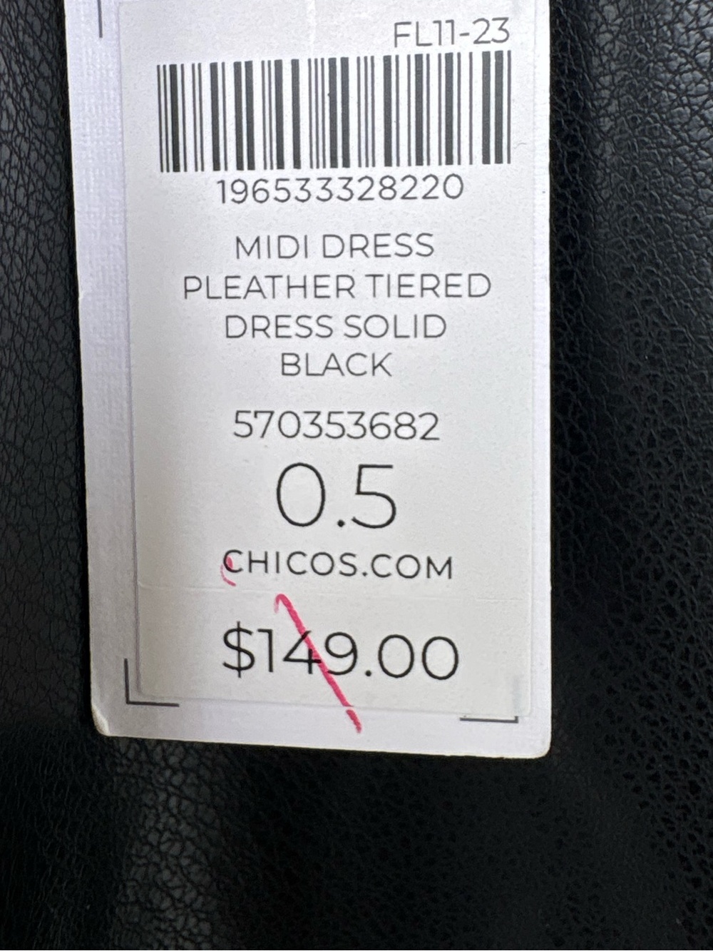 Chico’s Midi Dress Pleather Tiered Dress Black Size 6NWT - Picture 6 of 11